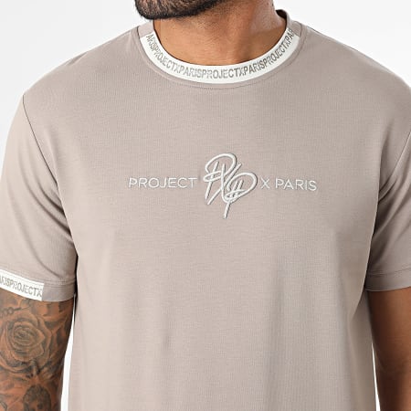 Project X Paris - Ensemble Tee Shirt Et Short Jogging 2210218 2240218 Taupe Blanc